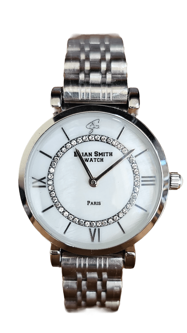 BRIAN SMITH - SILVER/WHITE PARIS QUARTZ WATCH - 1765 BRIAN SMITH - SILVER/WHITE PARIS QUARTZ WATCH - 1765